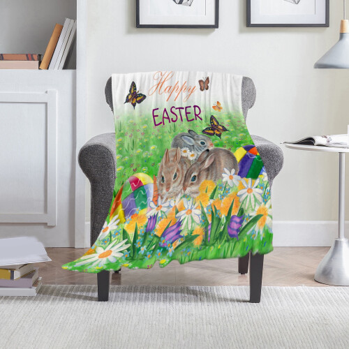 Green Easter Flannel Sofa Blanket 100x70cm