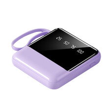 Mini 10000mAh Power Bank with Built-in Cables Purple 10W