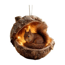 Ornement de Noël en forme de gland, animal de la forêt, 10 cm