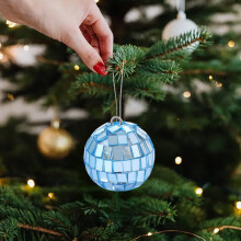 Silver Glass Mirror Disco Ball Ornament 1.57 Inch