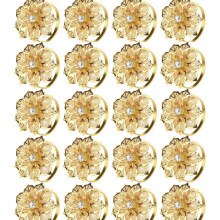 Ronds de serviette ajourés en forme de fleur dorée (20 pièces)