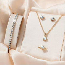 Crystal Jewelry Set for Women Necklace Earrings Ring