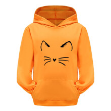Girls Hoodie Cotton Long Sleeve Pullover Orange Size 8-9
