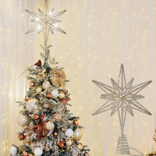 Christmas Tree Topper Gold Hollow Star Mini 2