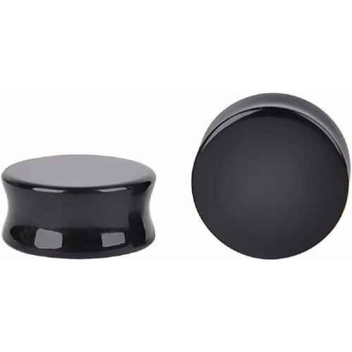 Opalite Moonstone Black Stone Double Flared Ear Plugs 1