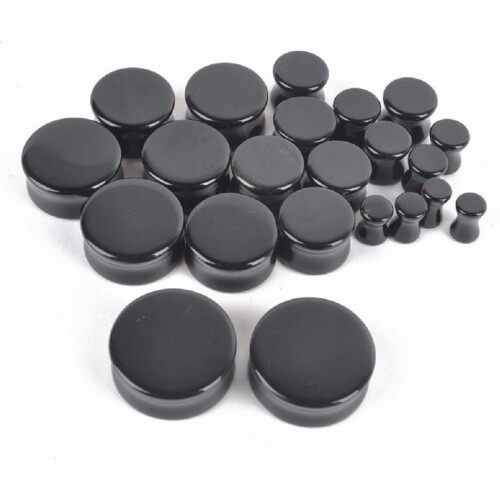 Opalite Moonstone Black Stone Double Flared Ear Plugs 2