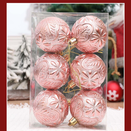 Macaron Blue Frosted Christmas Balls 6 pcs