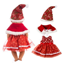 18 Inch Doll Christmas Dress Set with Hat and Shawl