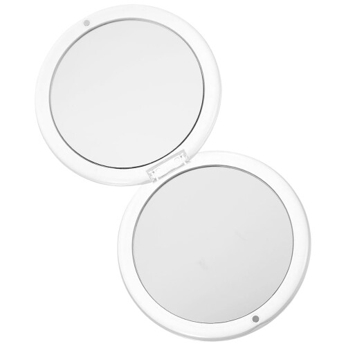 Folding Compact Makeup Mirror White Glass Resin