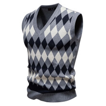 Men's Argyle Knit Vest Sleeveless V-Neck Sweater