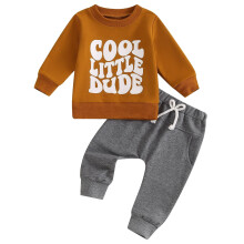 Completo per bambini piccoli, maglione a maniche lunghe color kaki e