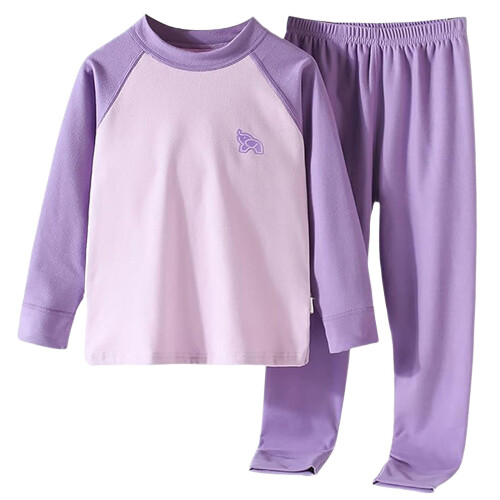 Completo intimo termico per bambini in cotone, 2 pezzi, viola, 3-4 anni