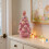 Pink LED Christmas Tree Night Light Ceramic Bunny Resin 1