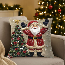 Housses de coussin de Noël en coton avec fermeture éclair invisible 45 x 45 cm