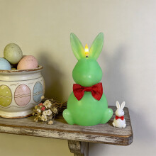 Easter Bunny LED Candle Set Real Wax Carved 4 Pack