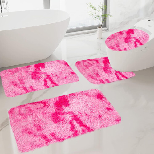 Ensemble de tapis de bain tie-dye doux et antidérapant 4 pièces