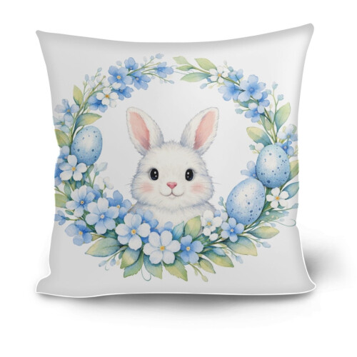 Housse de coussin de Pâques en polyester aspect lin 45 x 45 cm