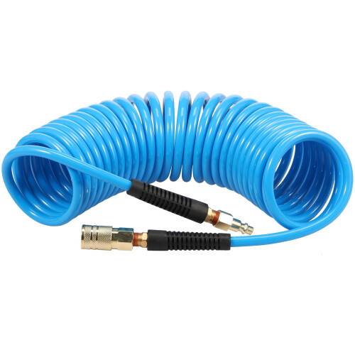 Air Compressor Hose with Coupler and Plug 10m PU Recoil 1