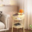 Multifunctional Side Table with Drawer and Shelf White Pink 5