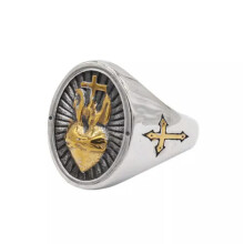 Sacred Heart of Jesus Cross Ring Stainless Steel Men's Punk