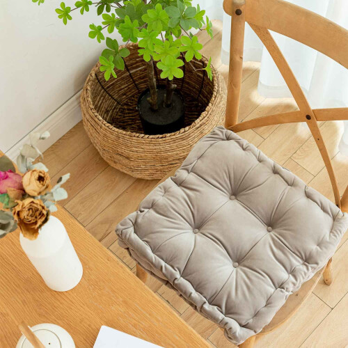 Coussin de sol carré en velours gris 40 cm 1