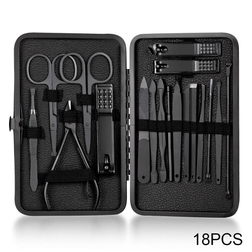 Schwarzes Maniküre-Set aus Edelstahl, 5-teilig