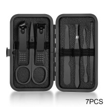 Ensemble de manucure noir en acier inoxydable 5 pièces
