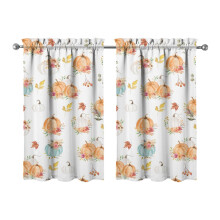 Pumpkin Pattern Tier Curtains Set of 2 Semi-Sheer 27.5x39