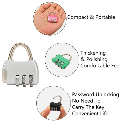 Mini Digit Combination Padlock Zinc Alloy Red 2