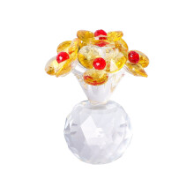 Crystal Glass Flower Figurine Ornament Yellow