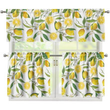 Tropical Lemon Kitchen Curtains and Valance Set 3-Piece
