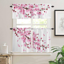 Cherry Blossom Kitchen Curtains Set 3-Piece
