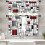 Red and Black Geometric Kitchen Curtains Set of 3 1