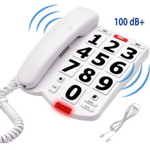 Large Key Wired Telephone with Adjustable Ring Tone and