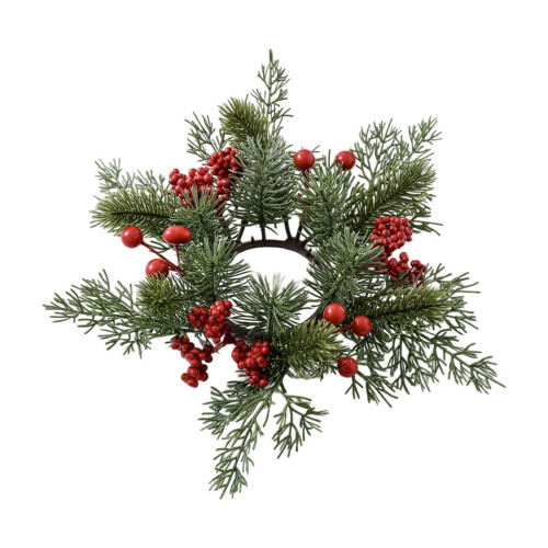 Artificial Christmas Candle Ring with Cedar Pine Red 1