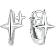 Sterling Silver Star Hoop Earrings S925 1 Pair