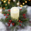 Artificial Christmas Candle Ring with Cedar Pine Red 6