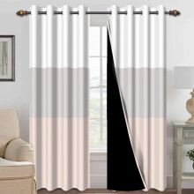 White Gray Blackout Curtains for Living Room 52x96 Inch Set
