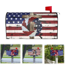 Farmhouse American Flag Mailbox Cover Blue Standard Size