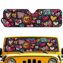Heart Print Windshield Sun Shade for Jeep Wrangler 2007-2023