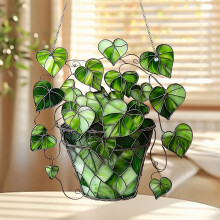 Green Potted 2D Acrylic Stained Glass Hanging 1pc