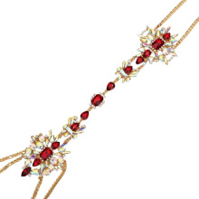 Boho Rhinestone Chest Chain for Women Red
