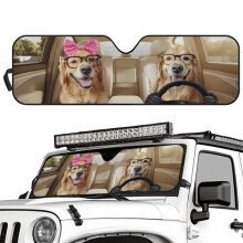 Foldable Golden Retriever Sun Shade for Jeep Wrangler