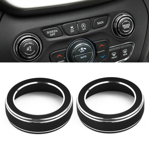 Volume CD Switch Knob Ring Cap Cover Trim Black for Jeep