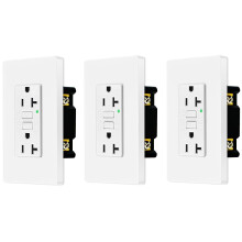 Nineleaf 20A GFCI Outlet White 3 Pack with Wallplate
