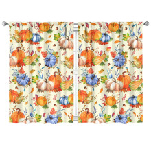 Pumpkin Pattern Tier Curtains Rustic Fall 2 Pack 42x63 Inch