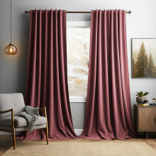 Dark Red Velvet Thermal Curtains 100x140cm