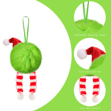 Lime Green Furry Christmas Ball Ornament with Hat and Legs