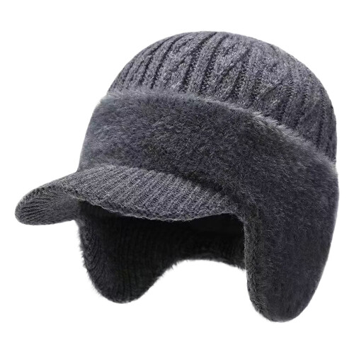 Winter Woolen Hat with Earflaps and Brim 1 PC