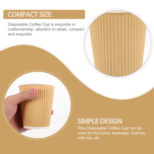 Yellow Paper Coffee Cups Ergonomic Design 6 oz 1